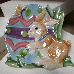 FITZ & FLOYD "PAINTING EASTER EGGS" CANAPE DISH